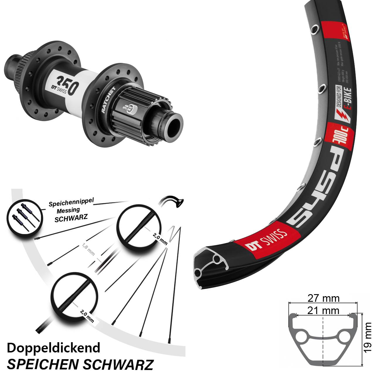 Disc Hinterrad 12x142 28 Zoll DT Swiss 545d-350 Shimano Micro Spline