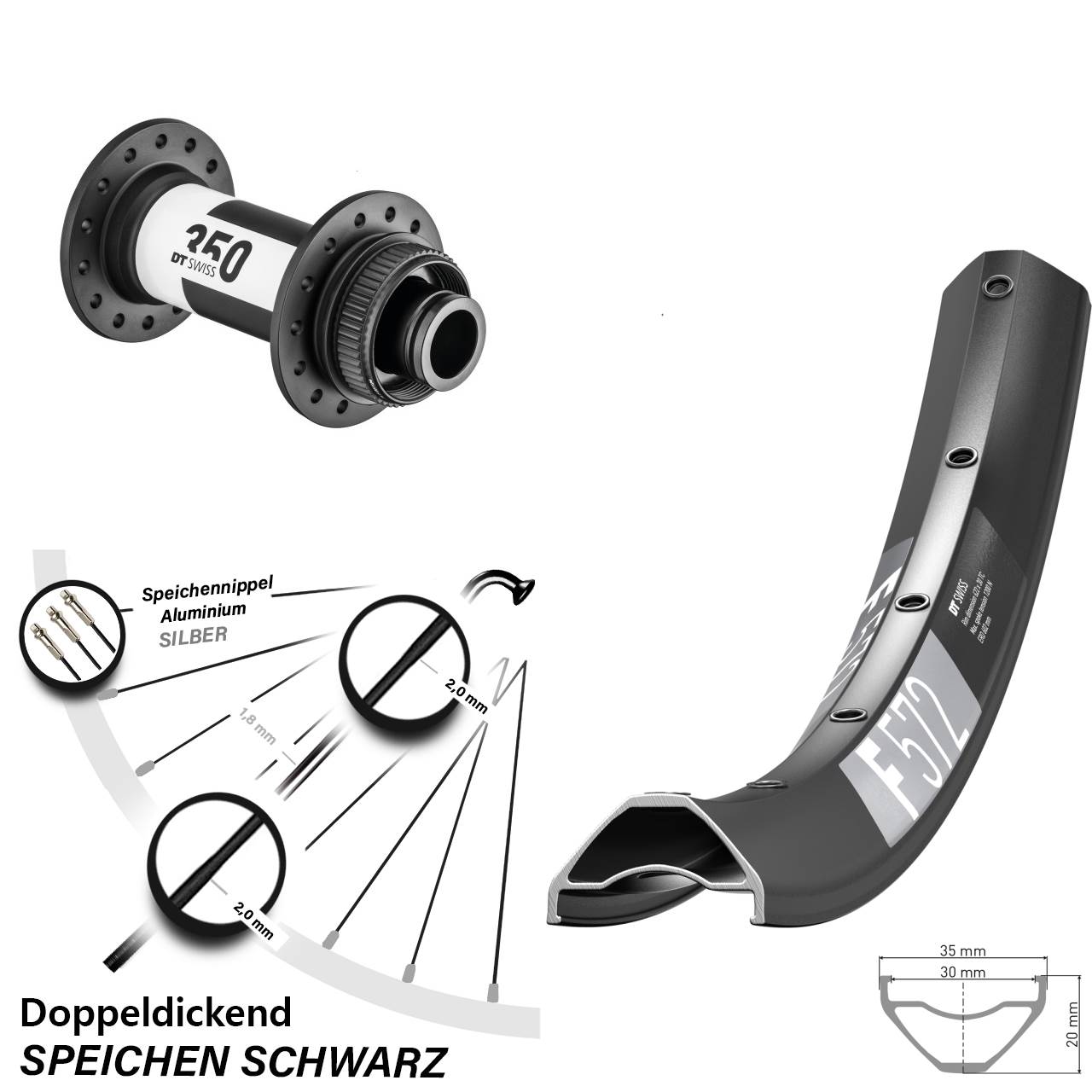27,5 Zoll Vorderrad DT Swiss F572 350 Centerlock Boost