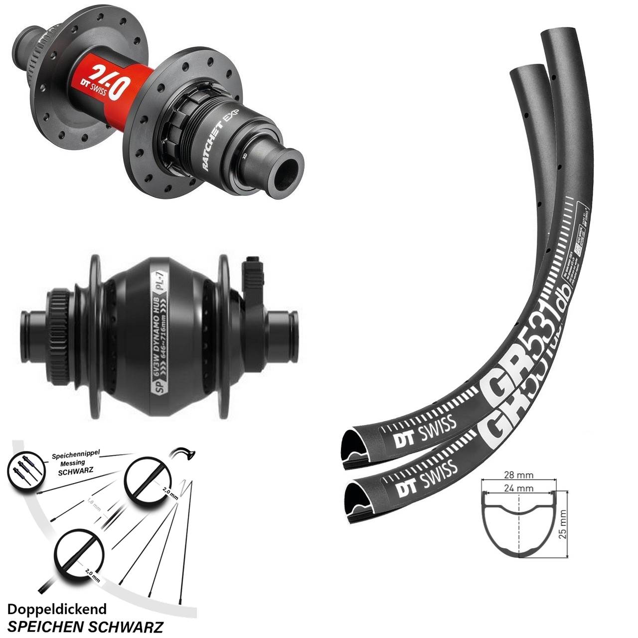 Laufradsatz 12x100/142 28-29 Zoll DT Swiss GR531-240 EXP Shutter PL-7 XDR