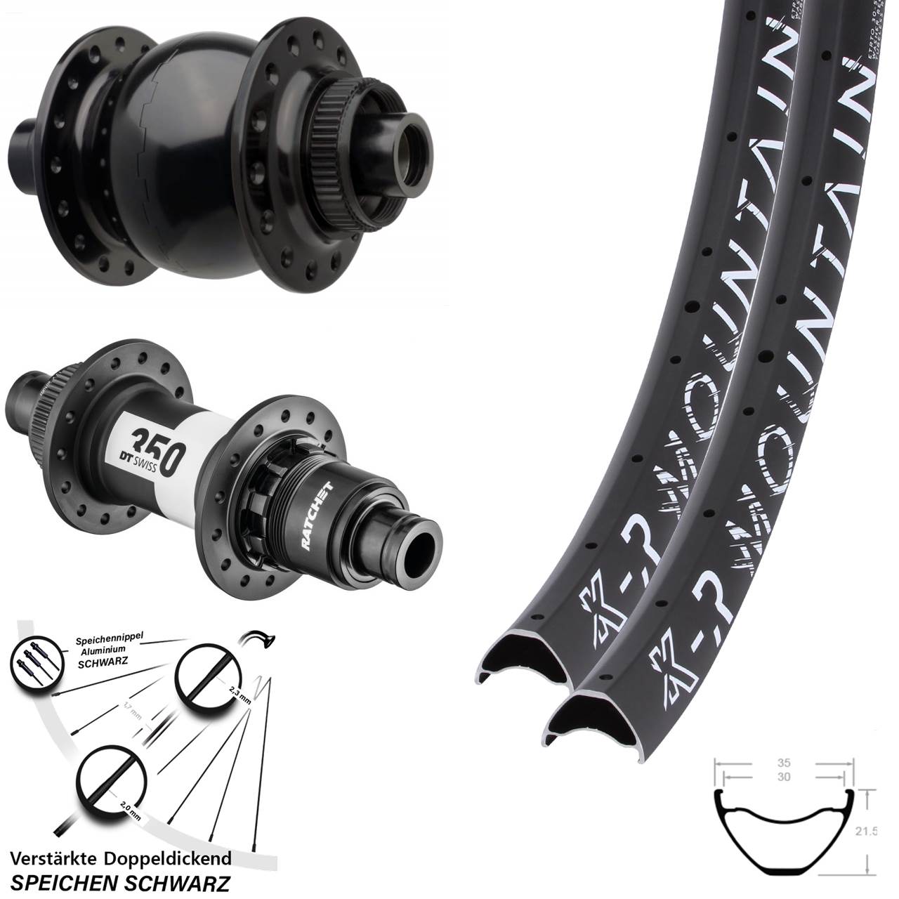 KX-R Mountain DT Swiss 350 SON 28 29 Zoll Laufrad-Satz 15x110 12x148 SRAM XD