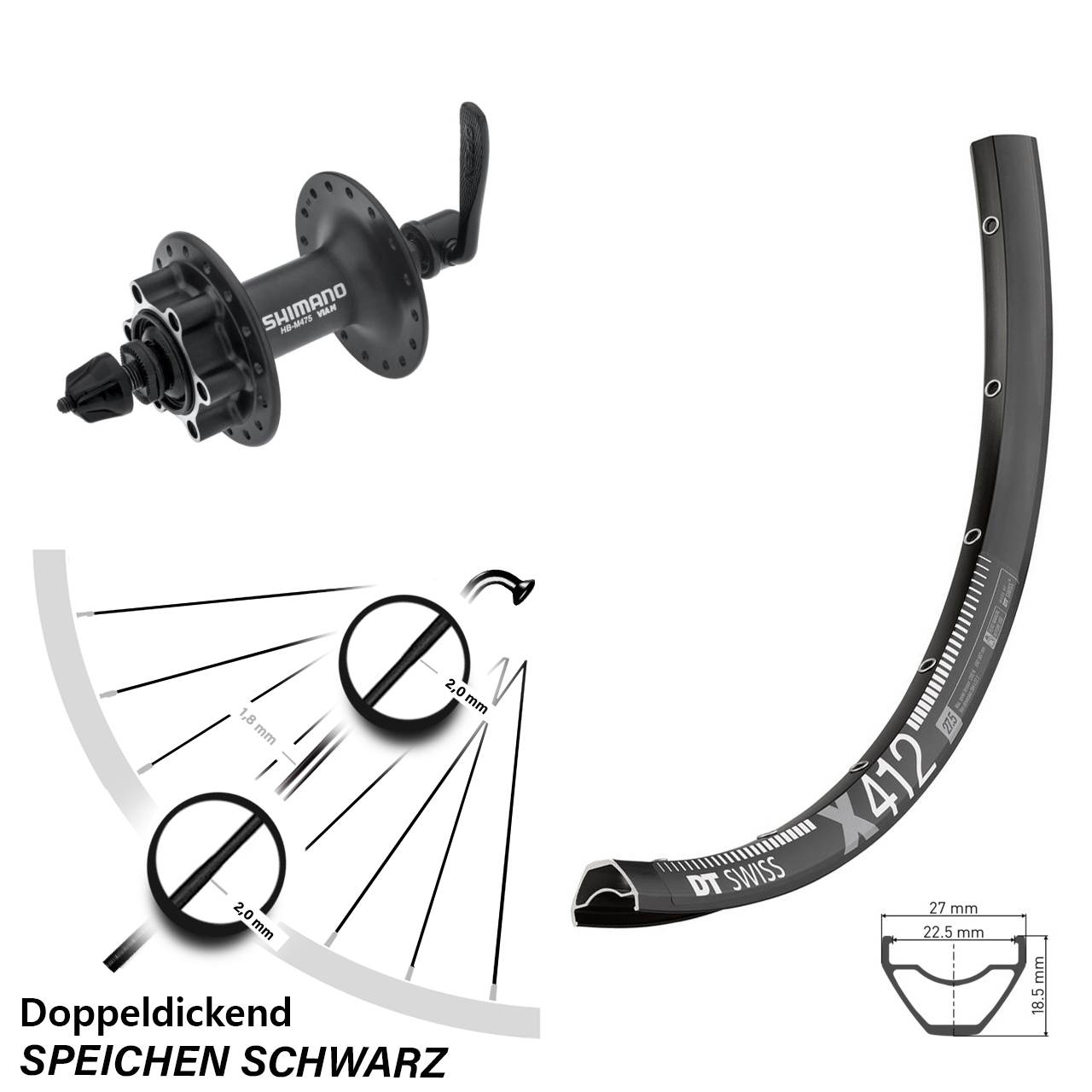 DT Swiss X412 Shimano Alivio 29 Zoll Disc Laufrad QR