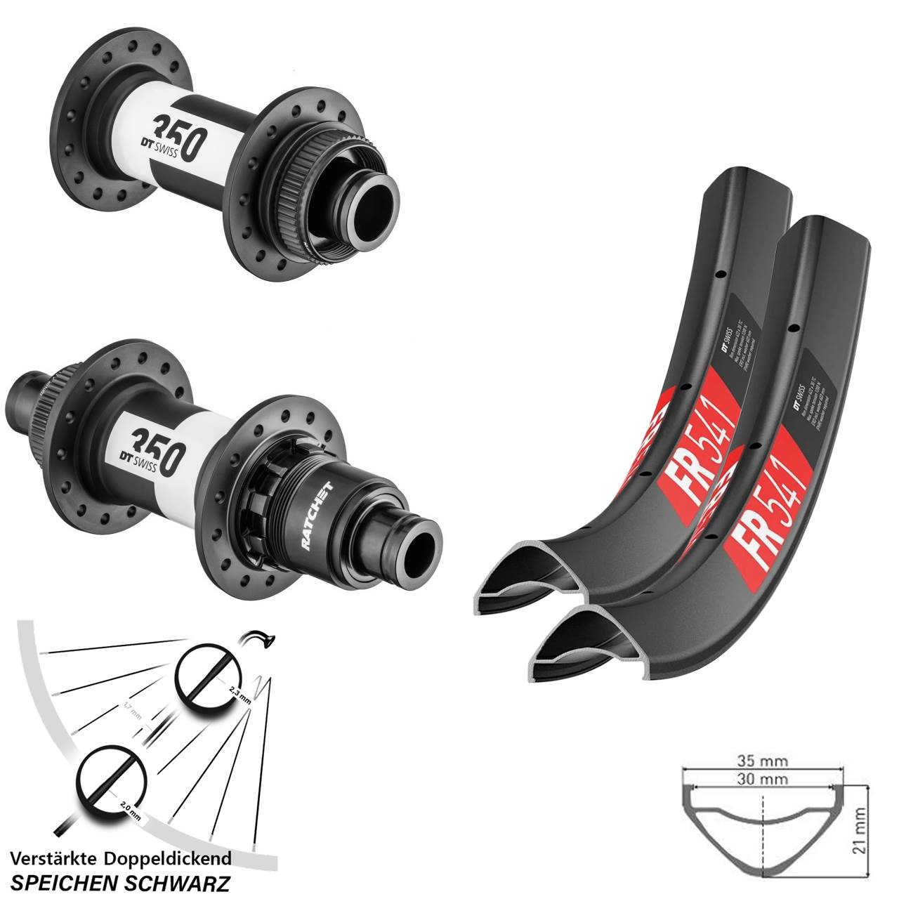 DT Swiss FR 541-350 27,5 Zoll Laufradsatz 15x110 12x148 Boost XD 11-12 fach