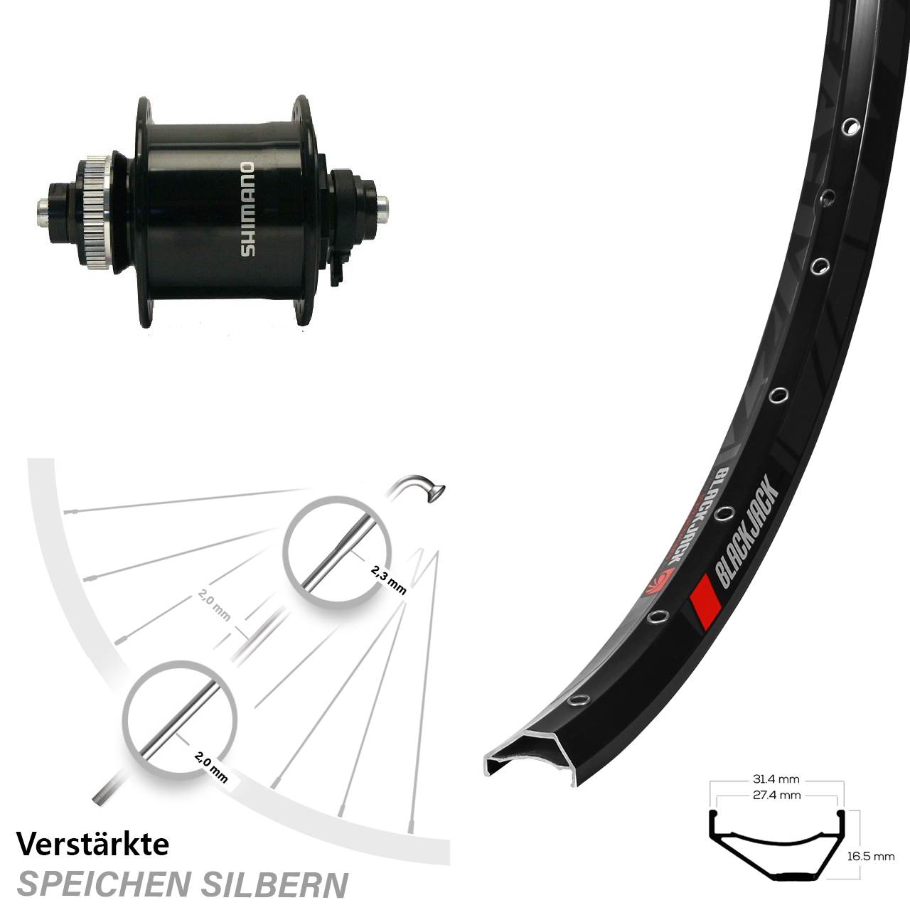 650B Rodi Ready 27 Shimano DH-UR700 Centerlock Vorderrad mit Nabendynamo QR