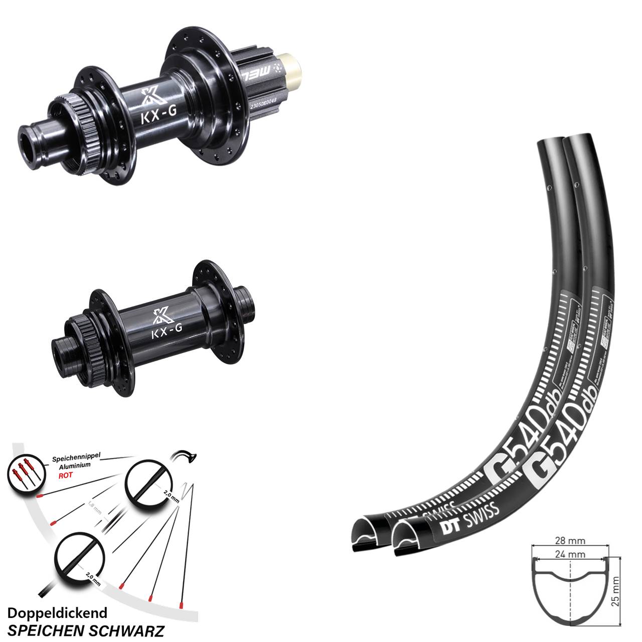 DT Swiss G540 KX-G Laufradsatz 28 Zoll Centerlock 12x100/142 Campagnolo N3W