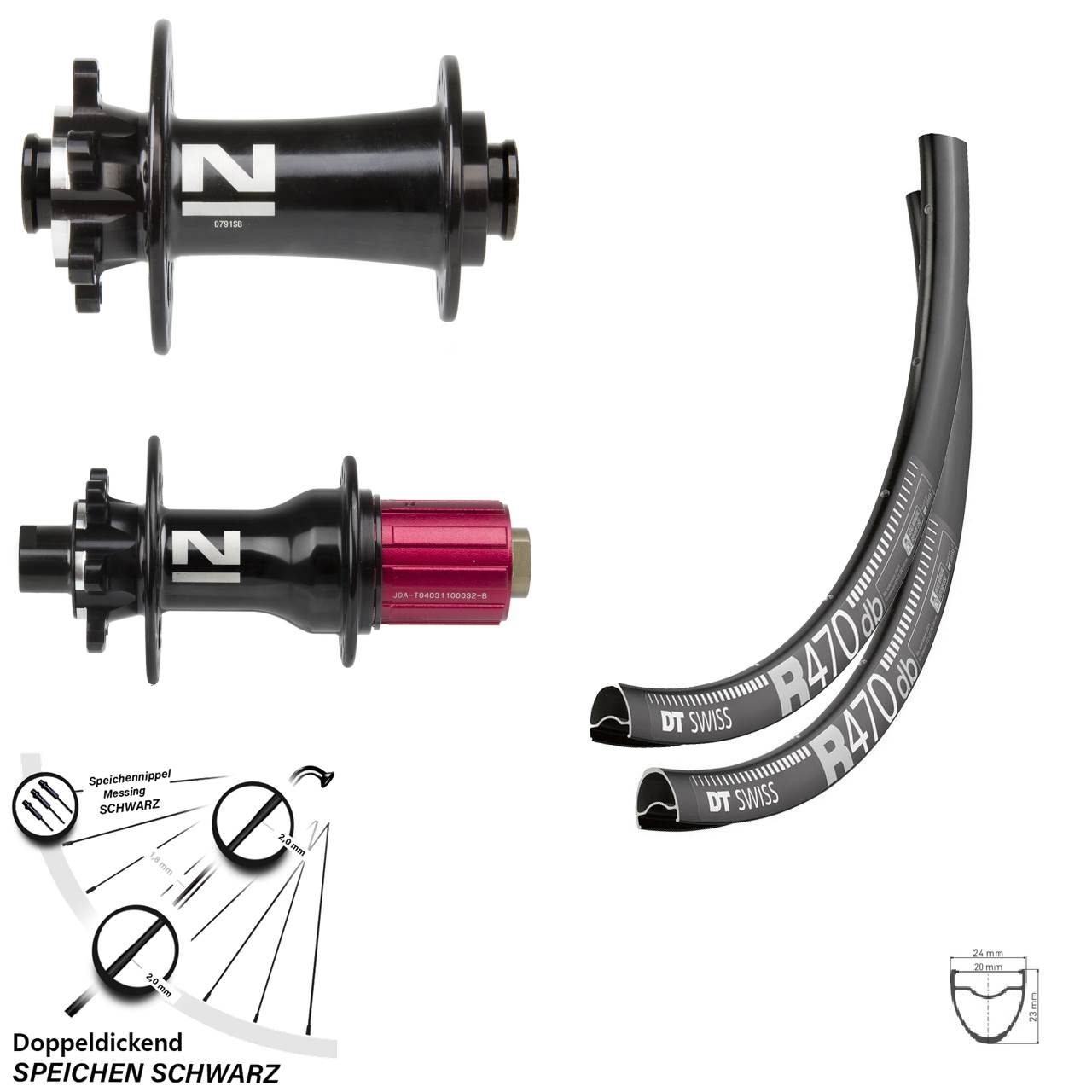 28 Zoll DT Swiss R 470 Laufradsatz Road Disc 6-loch Steckachse Novatec Superlight 11-fach