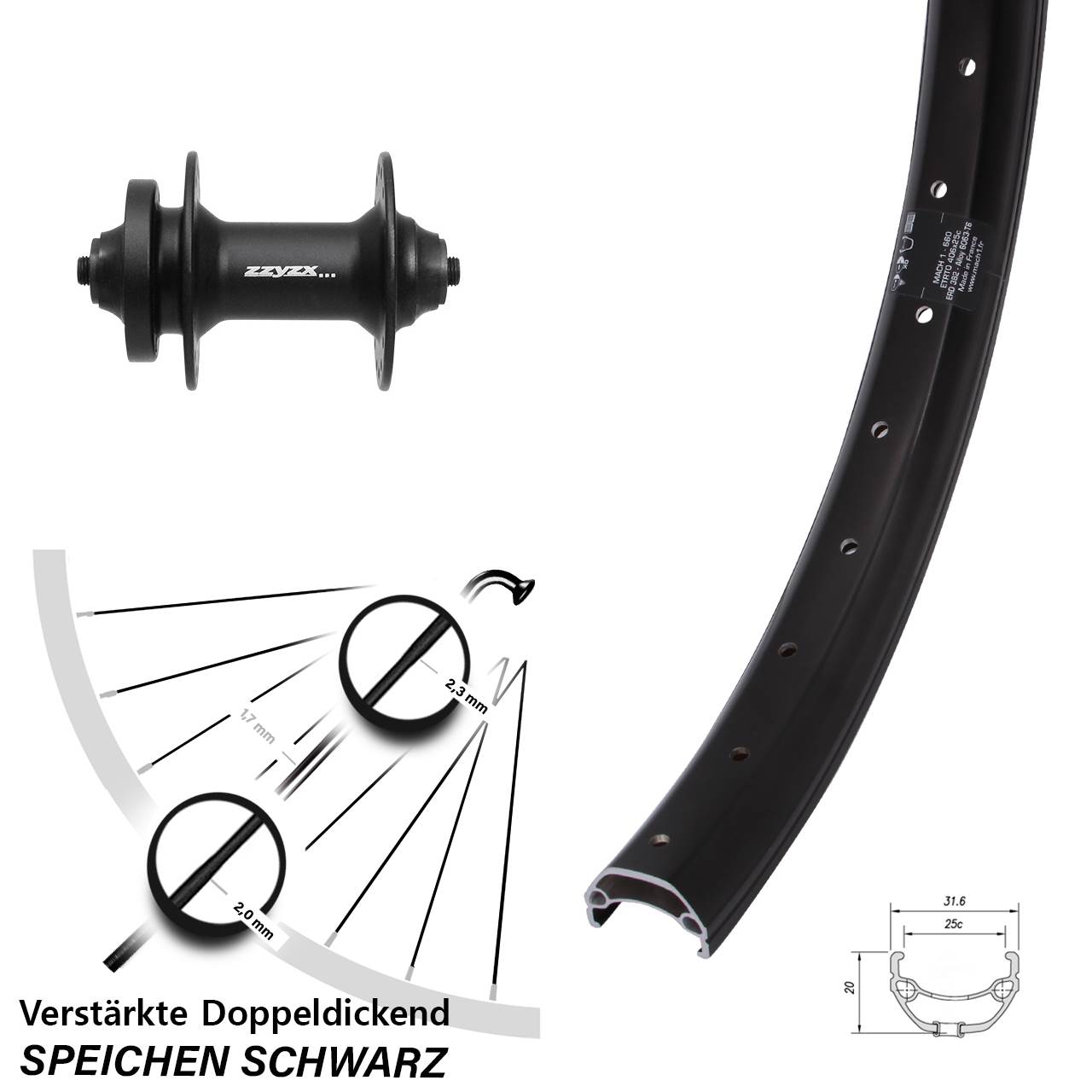 Disc Vorderrad 20 Zoll Mach 1 Kargo Formula DC-21 QR