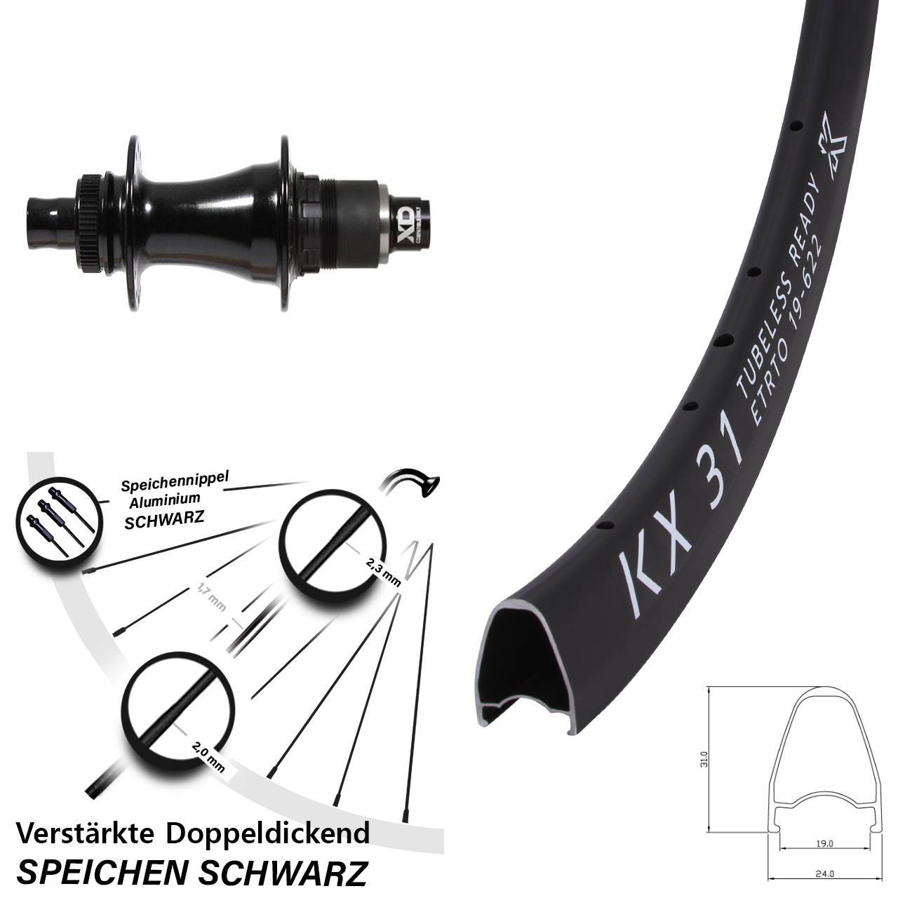 KX31 Formula CL142S 28 Zoll Centerlock Hinterrad 12x142 XD