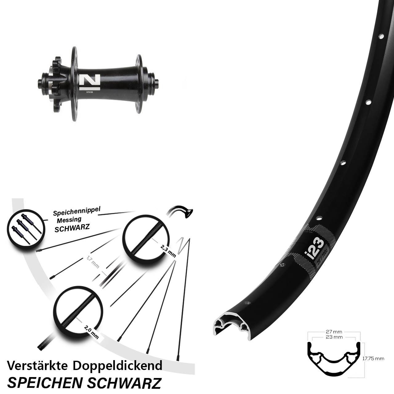 28 Zoll WTB i23 Novatec D791 Vorderrad 6-Loch für Schnellspanner