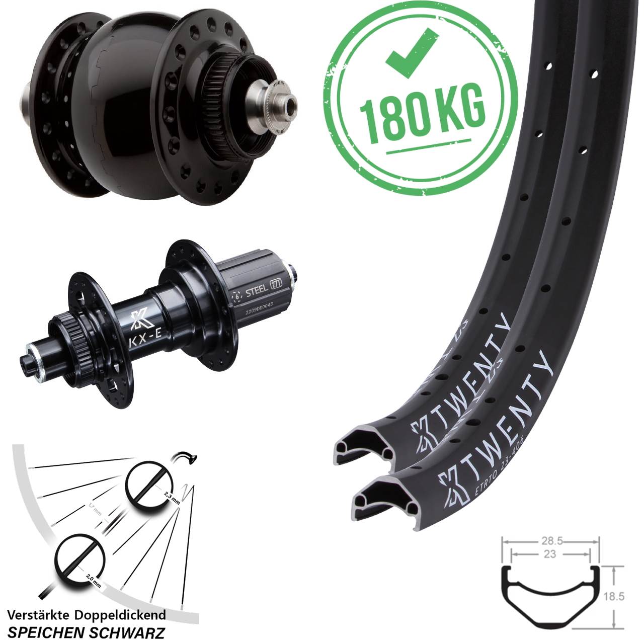 20 Zoll Laufrad-Satz KX Twenty Centerlock 11-fach SON 28
