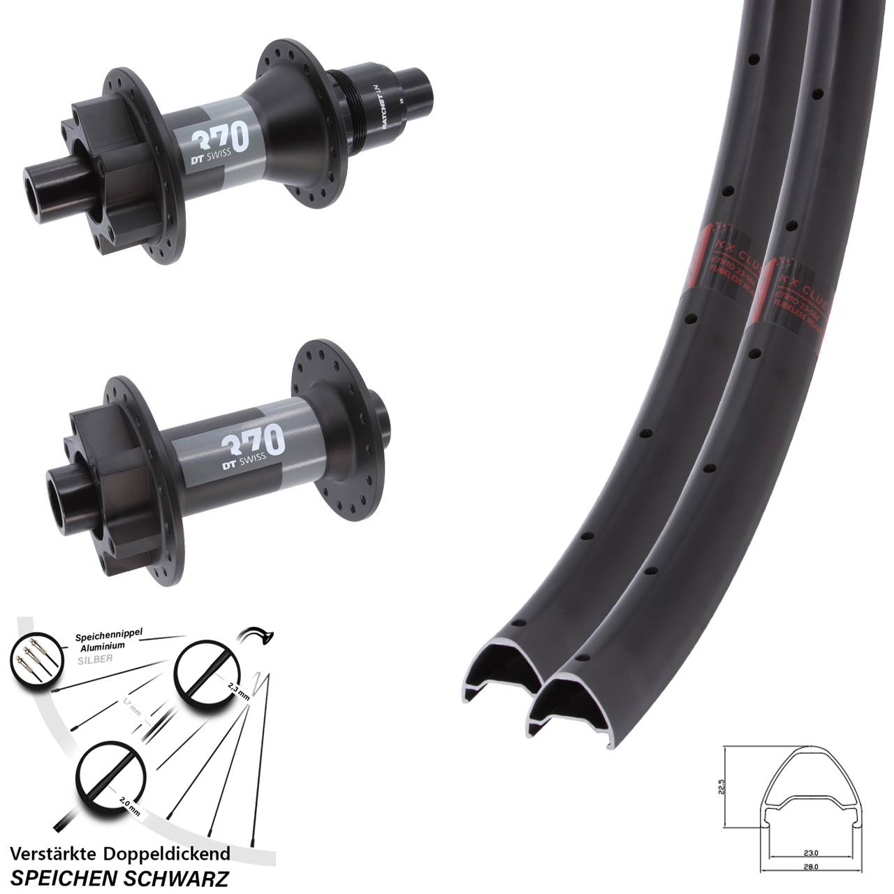 Disc Laufrad-Satz 28-29 Zoll KX Clue DT Swiss 370 XD 11-12 fach 15x110 12x148