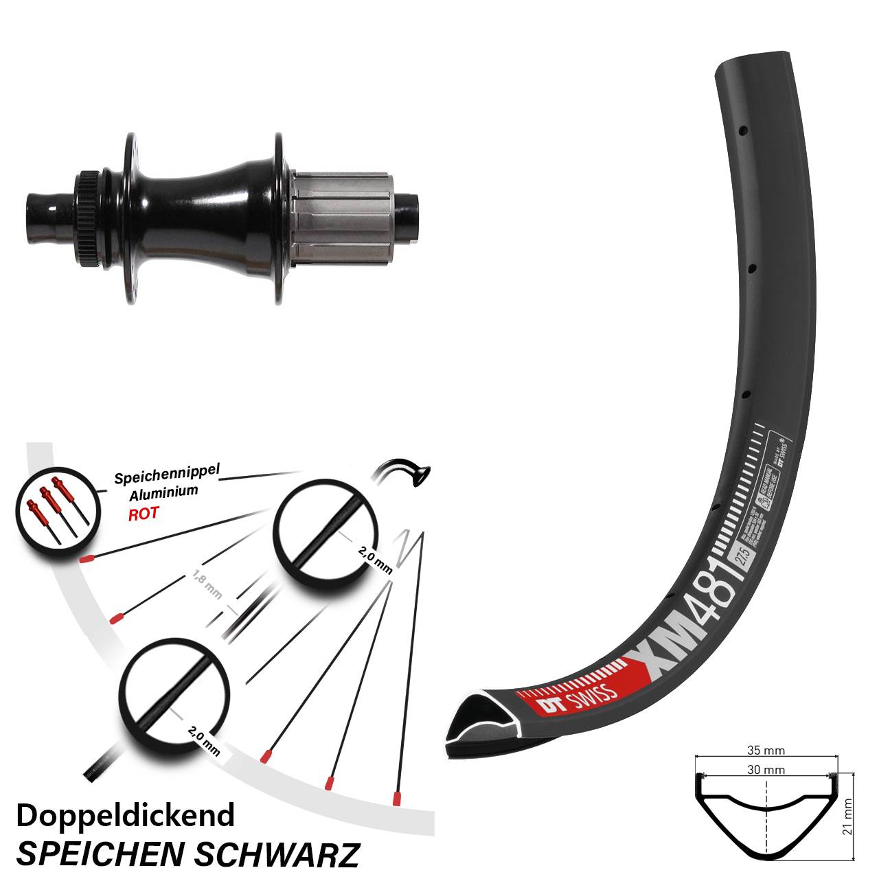 27,5 Zoll Hinterrad Formula CL-142S DT Swiss XM 481 für Scheibenbremse 8-11 fach