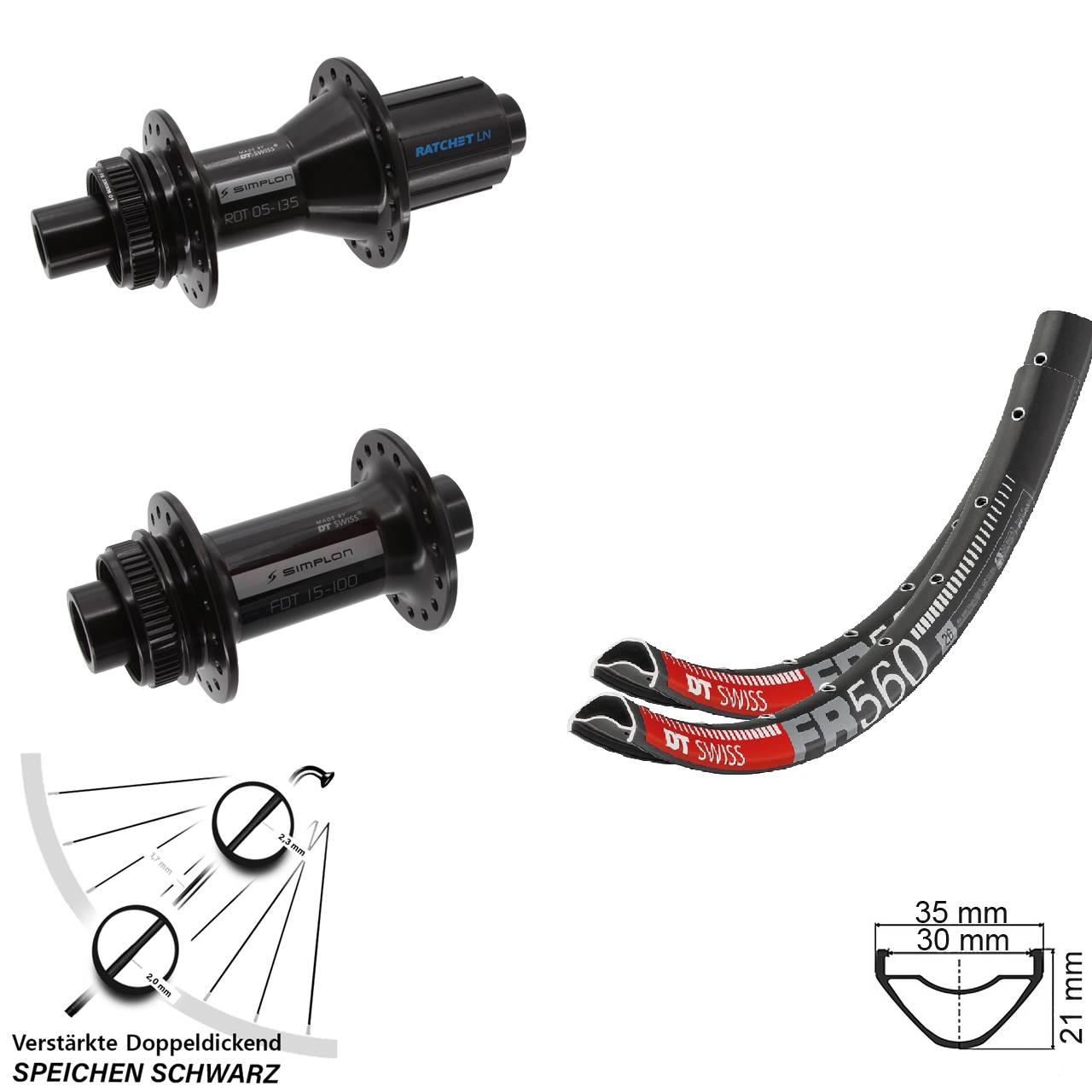 DT Swiss FR560 370 Hybrid 26 Zoll Laufradsatz Centerlock 15x100 12x142 8-11 fa