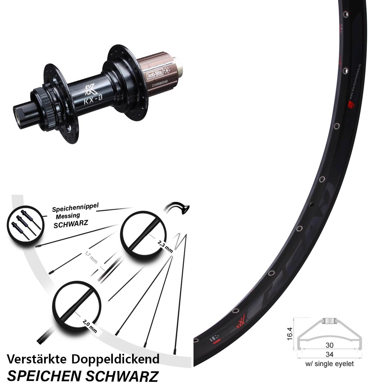 Centerlock Hinterrad 12x148 27,5 Zoll Rodi Ready 30 KX-B 8-12 fach HG