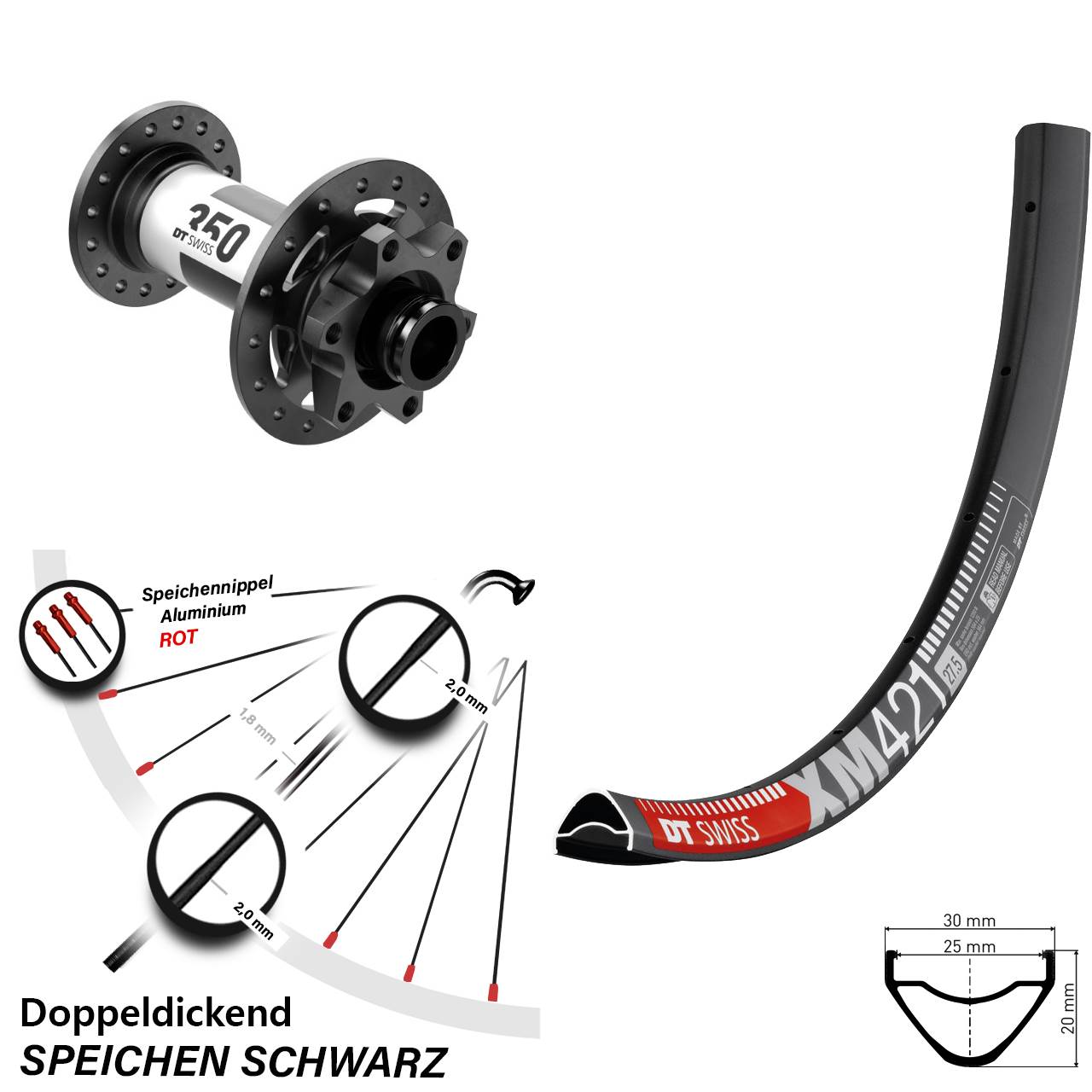 650B DT Swiss XM 421-350 Disc Laufrad 15x110 Boost