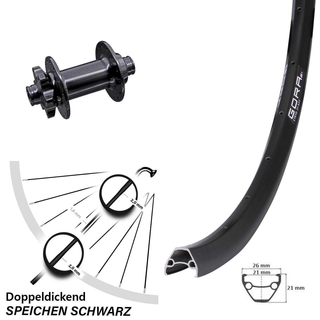 28-29 Zoll Gora 21 Aivee 6-Loch Vorderrad 15x110 Boost