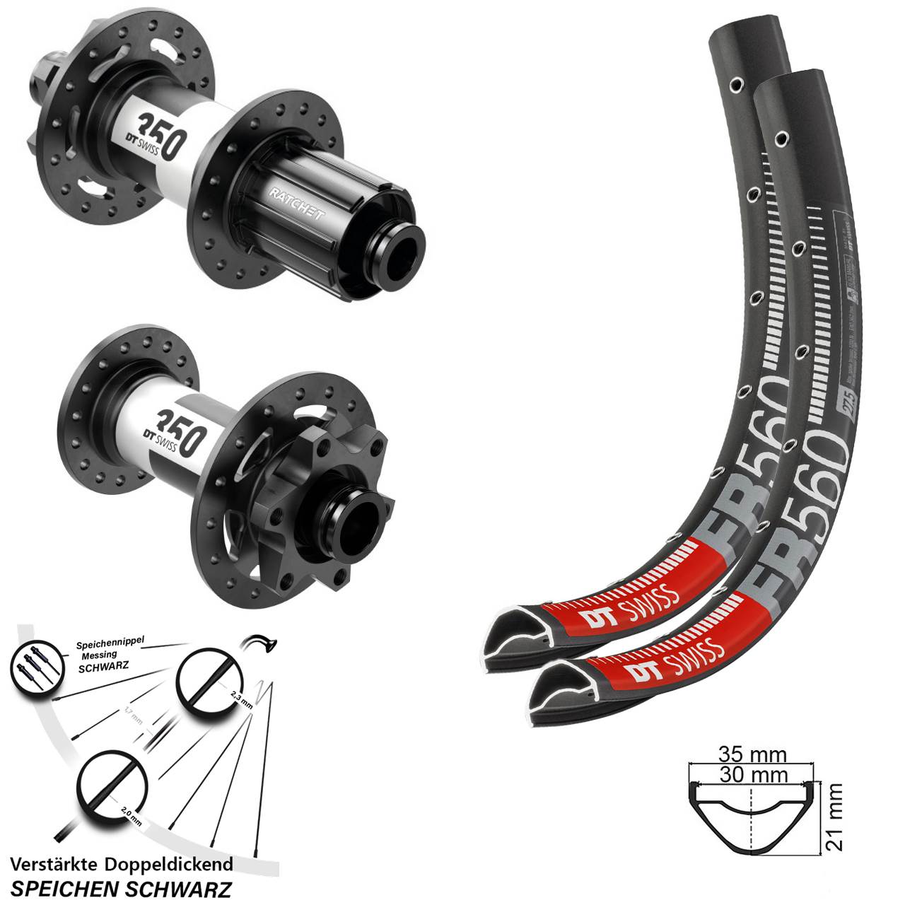 26 Zoll DT Swiss FR560 350 HG Disc Laufradsatz 15x110/12x148
