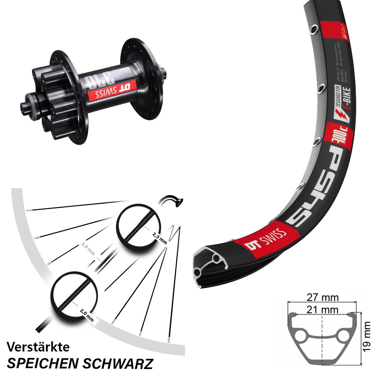 Vorderrad 28-29 Zoll 545D DT Swiss 370 6-Loch 5x100 mm