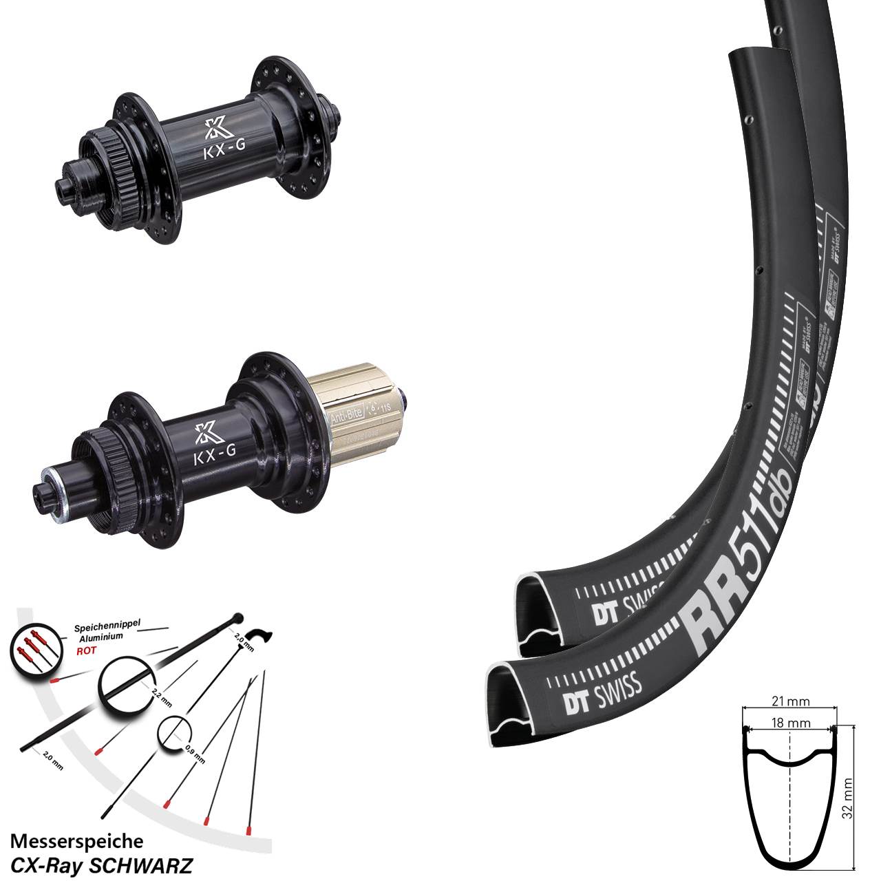 DT Swiss RR 511 KX-G 28 Zoll Disc Laufrad-Satz QR CX-Ray 8-12 fach HG