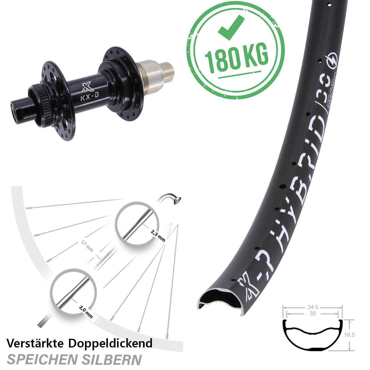 Disc Laufrad 29 Zoll KX-BR Hybrid 30 SRAM XD 12x148 Boost