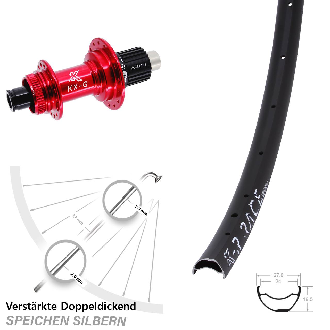 Disc Laufrad 12x142 KX-GR Race rot Micro Spline