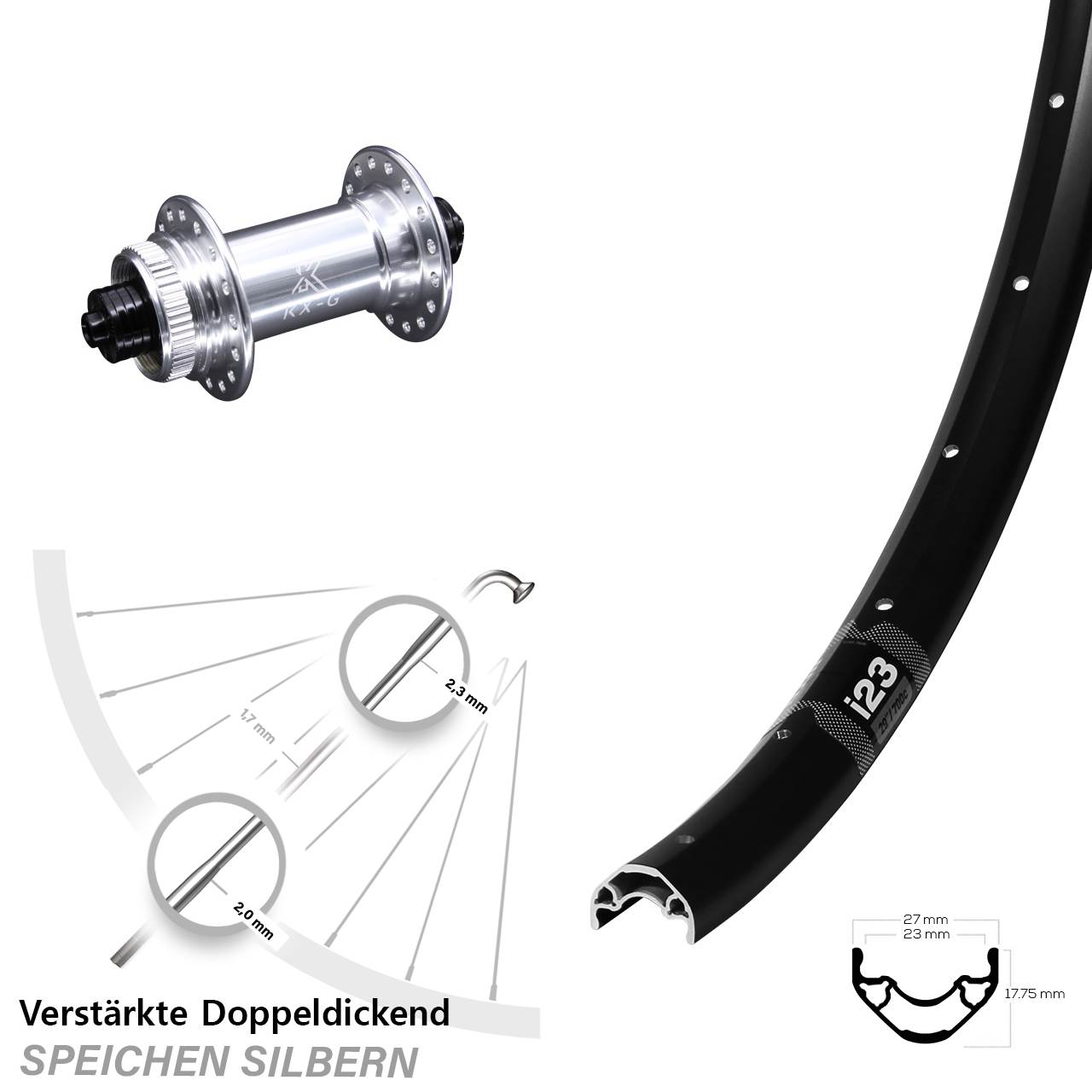 Centerlock Vorderrad 29 Zoll WTB i23 ST KX-G QR