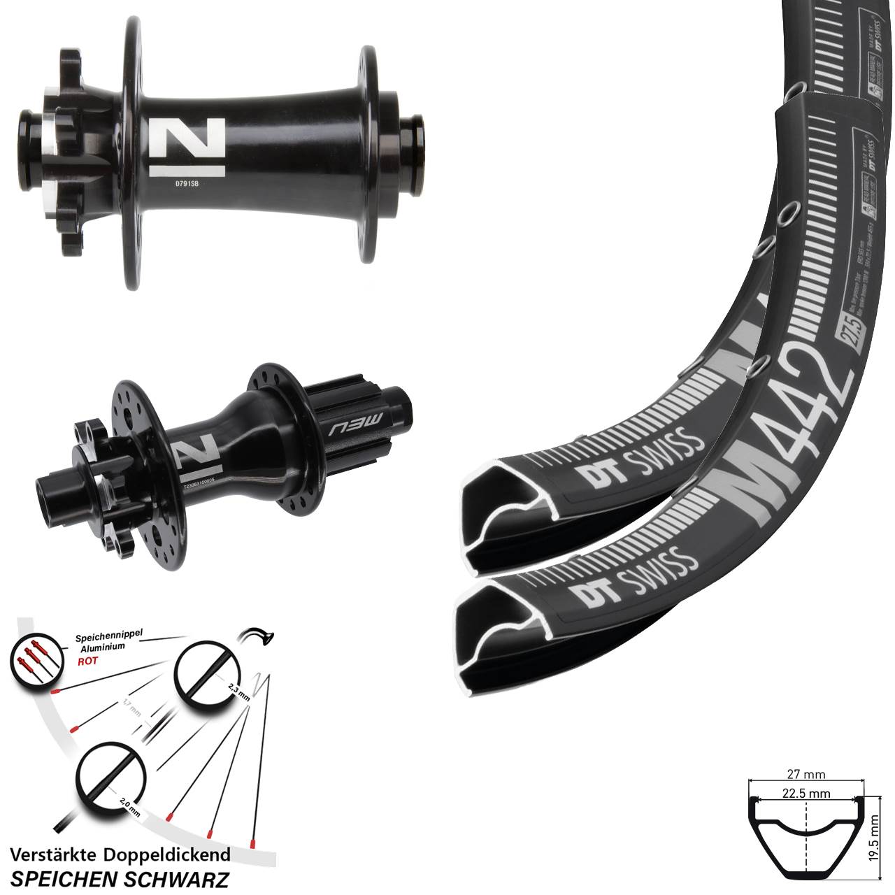 Laufradsatz 6-Loch 28 Zoll DT Swiss M442 Novatec D791 D792 Campagnolo N3W 12x100/142