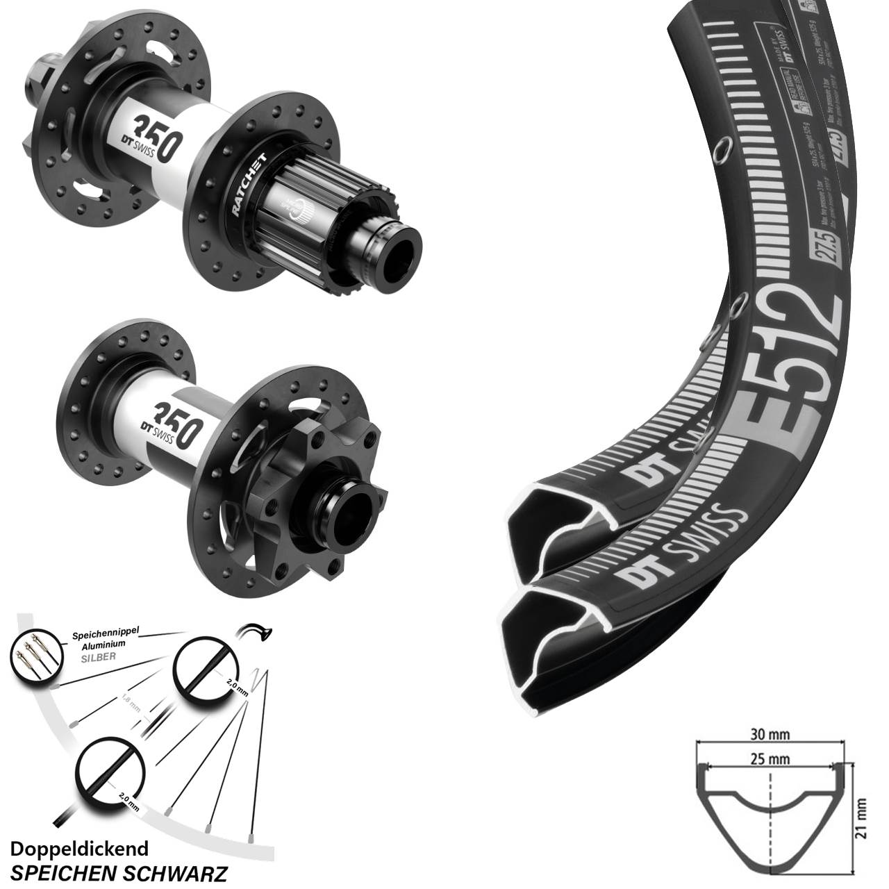 Boost Laufradsatz 29 Zoll E 512 DT Swiss 350 Micro Spline Steckachse