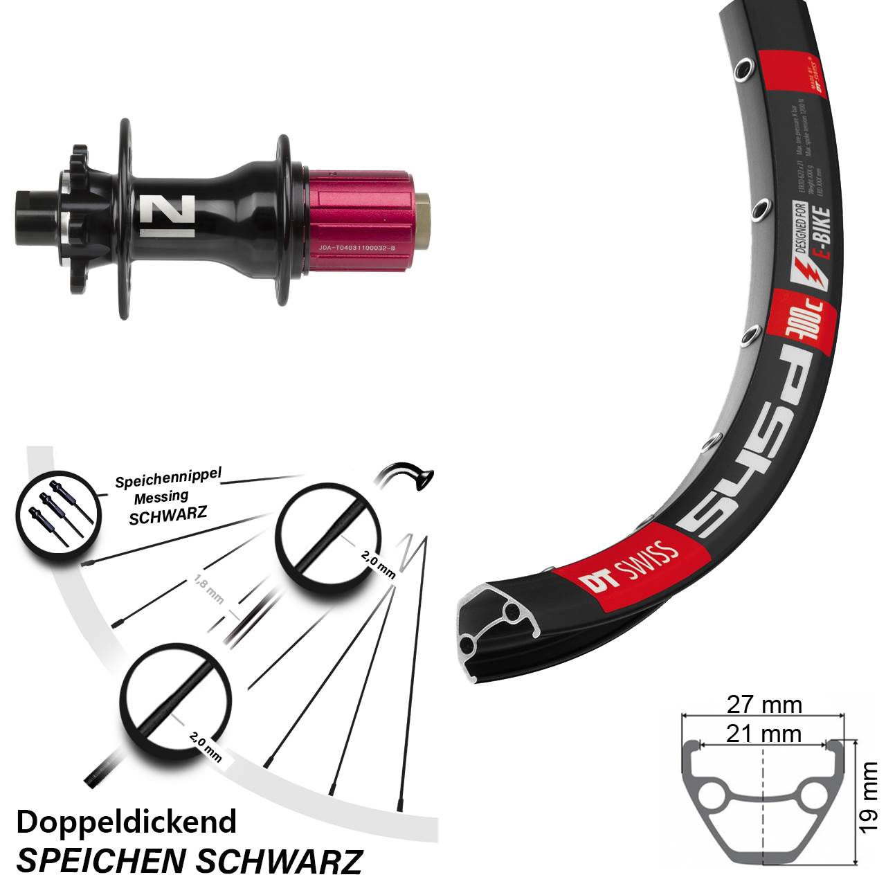 DT Swiss 545 Novatec D792 28 Zoll Disc Hinterrad 12x142 8-12 fach