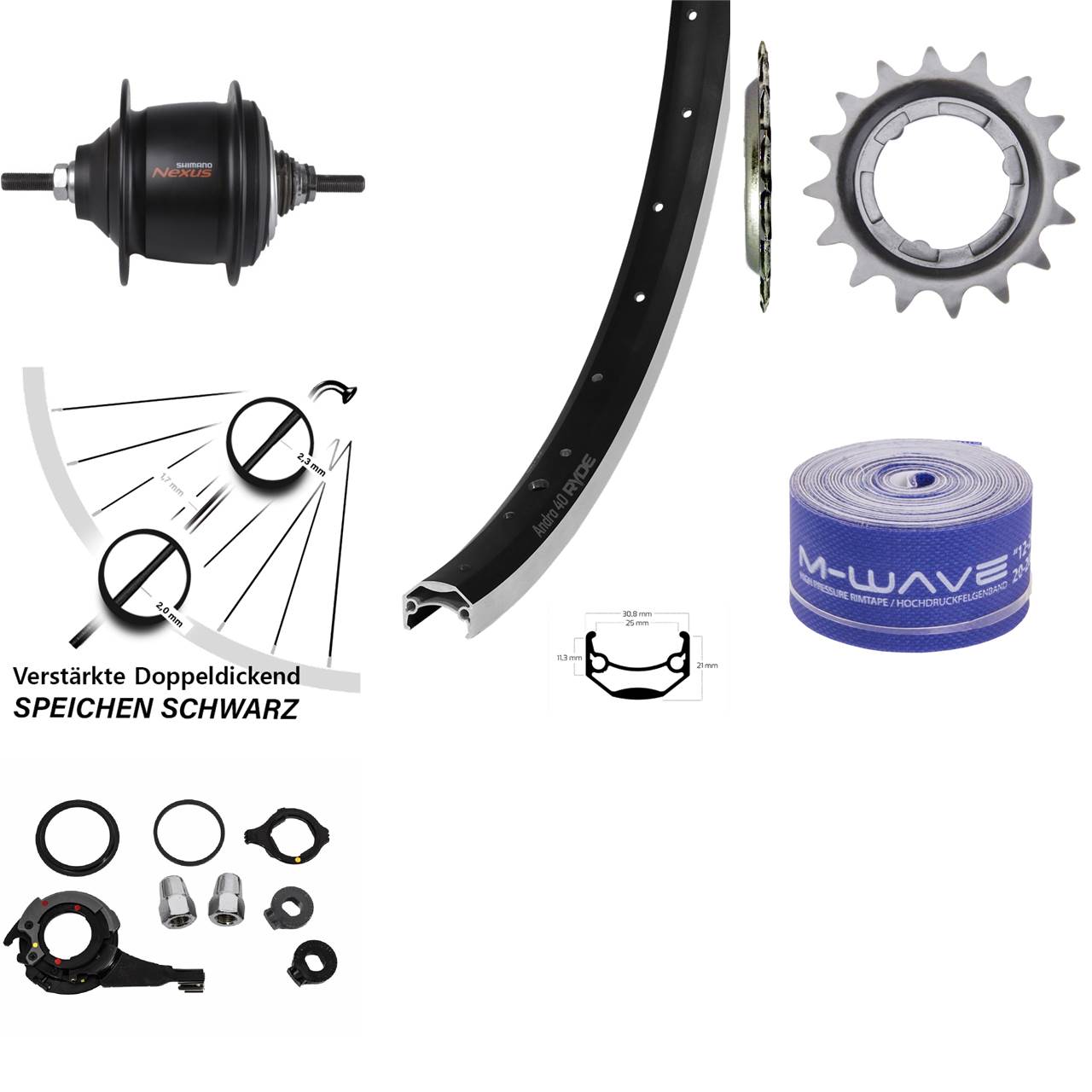 Hinterrad 20 Zoll Ryde Andra 40 Shimano Nexus 8 Gang Premium