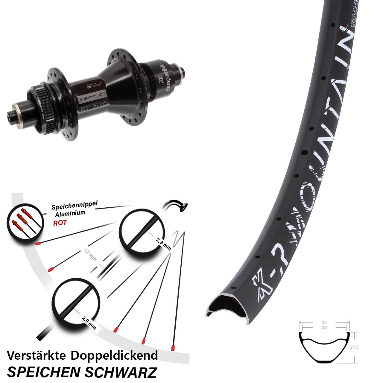 KX-R Mountain DT Swiss 370 27,5 Zoll Disc Hinterrad QR XD