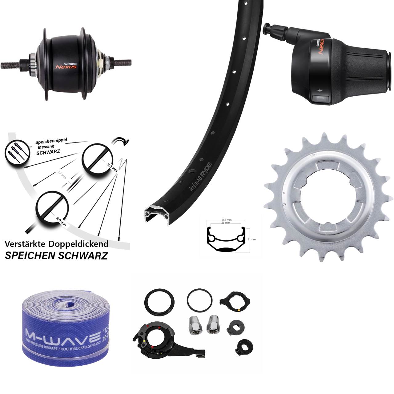 Hinterrad 28 Zoll Ryde Andra 40 Shimano Nexus 8 Gang Centerlock