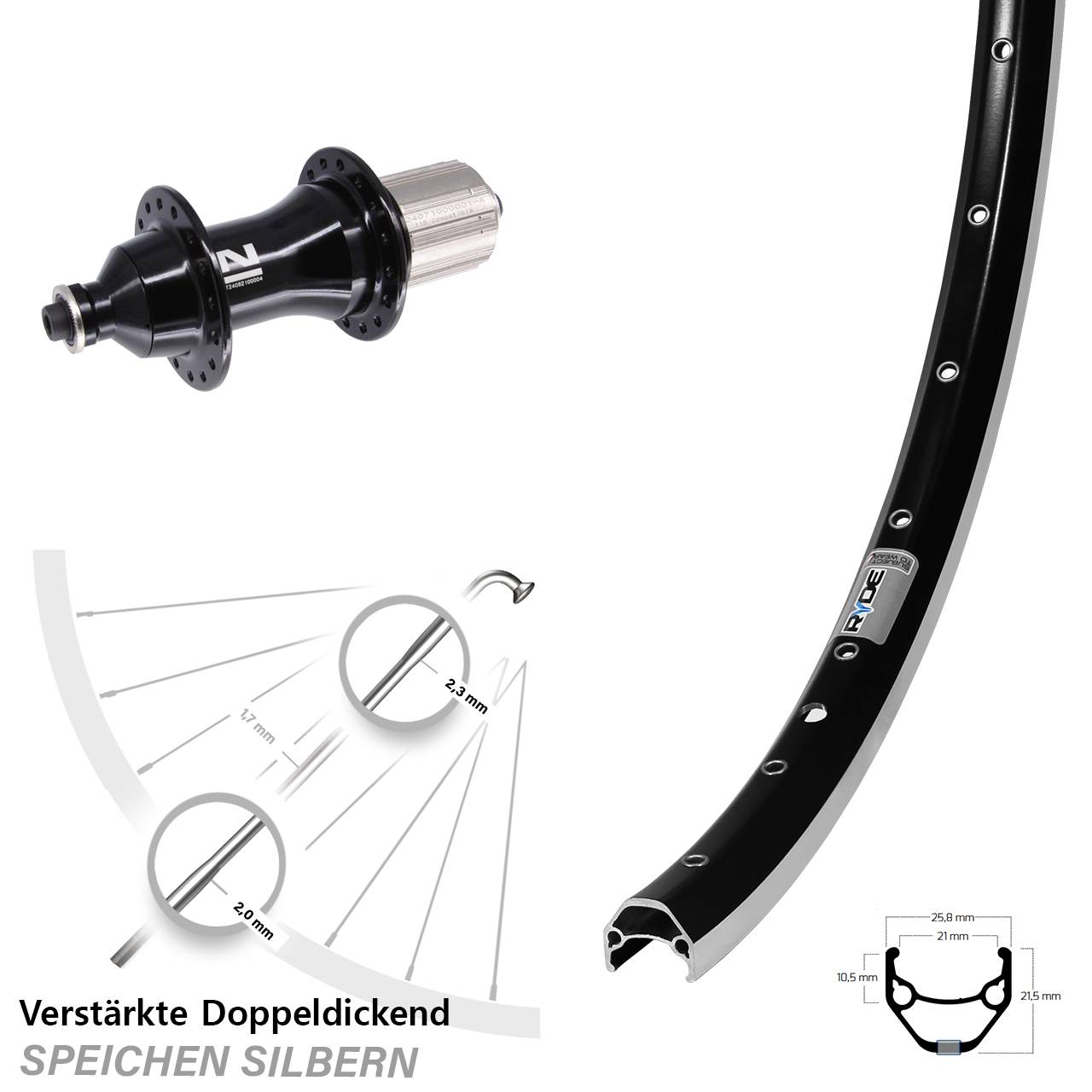 Ryde ZAC 421 Novatec F162 Strong 26 Zoll Hinterrad QR 8-12 fach