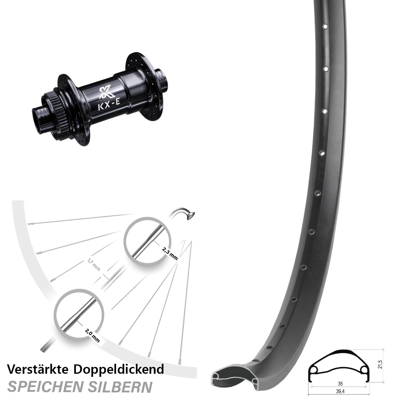 Vorderrad Centerlock 15x100 29 Zoll Ambrosio E35 KX-E Heavy Duty