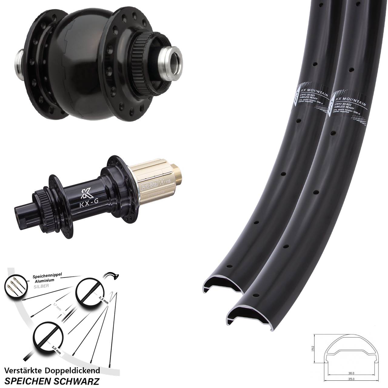 Disc Laufradsatz 12x100/142 29 Zoll KX-G Mountain TR SON 28 8-12 fach