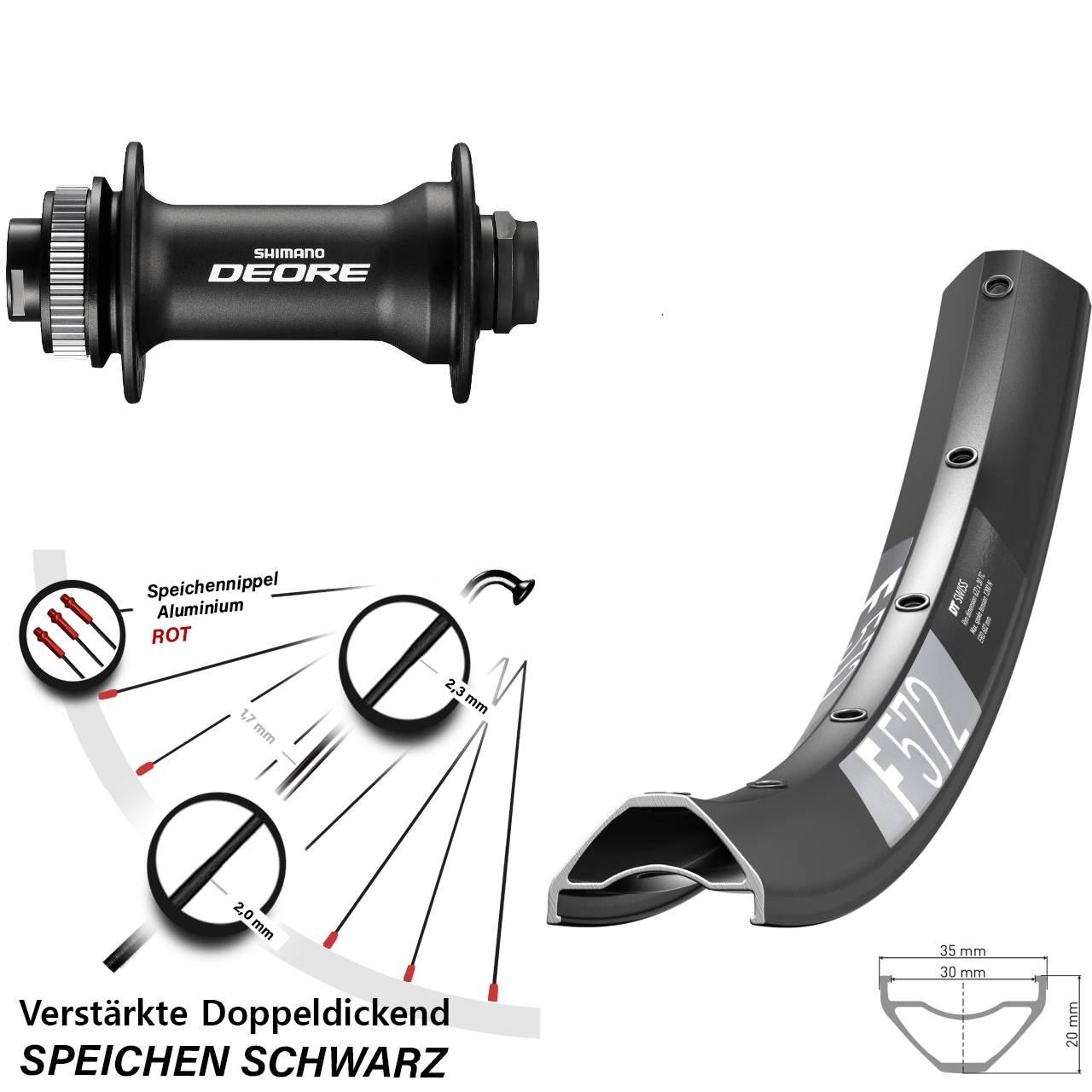Boost Centerlock Vorderrad 15x110 27,5 Zoll DT Swiss F 572 Shimano Deore HB-M618
