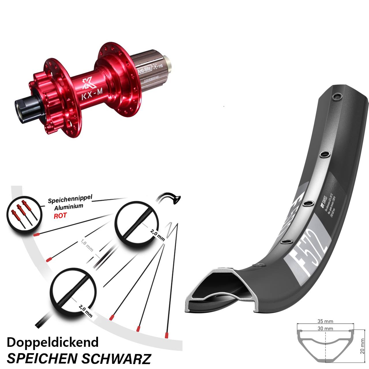 DT Swiss F 572 29 Zoll Hinterrad KX-M 8-12 fach 12x142