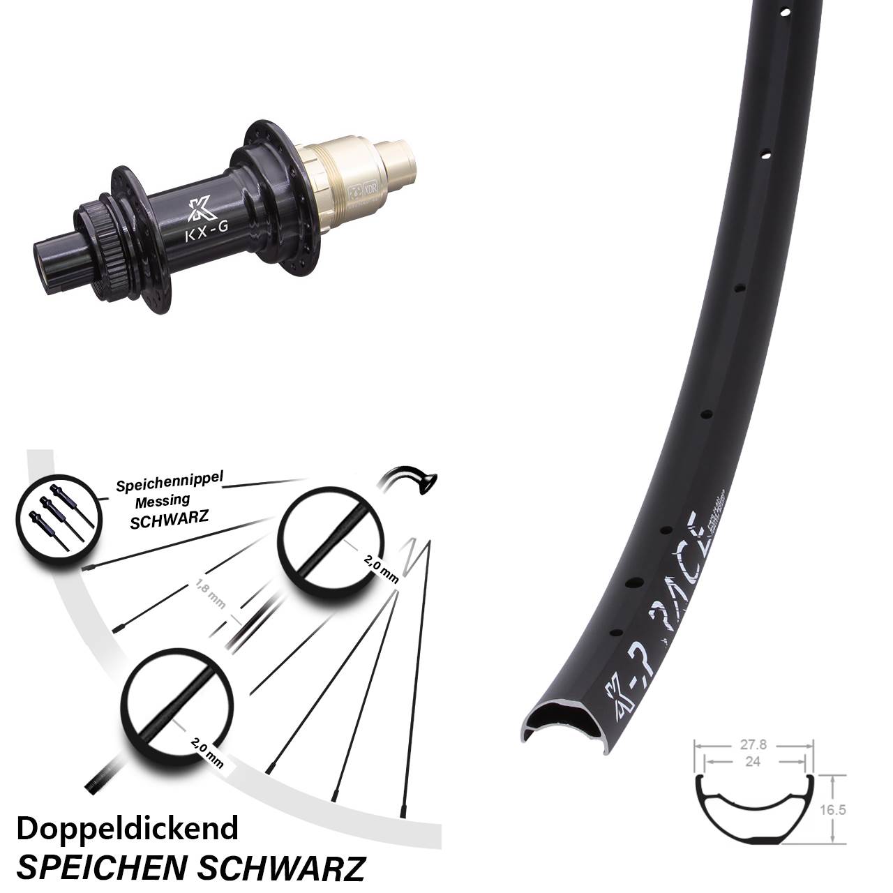 Centerlock Hinterrad 12x142 29 Zoll KX-GR Race