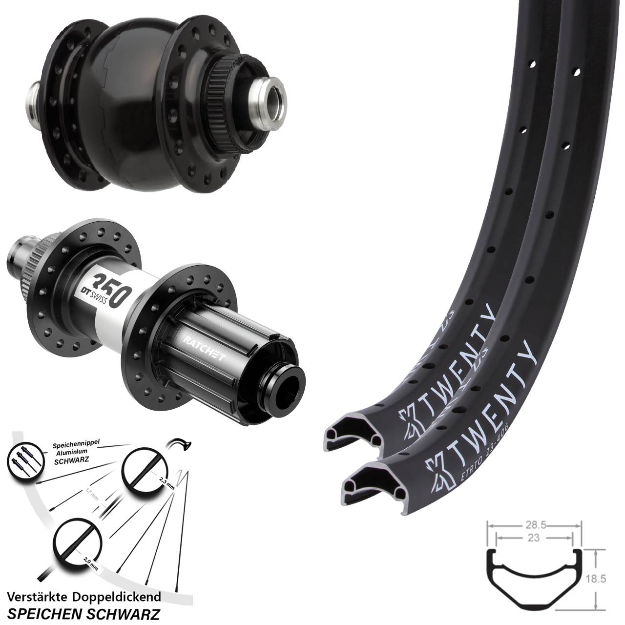 20 Zoll KX Twenty DT Swiss 350 HG SON delux Centerlock Laufradsatz 12x100/142
