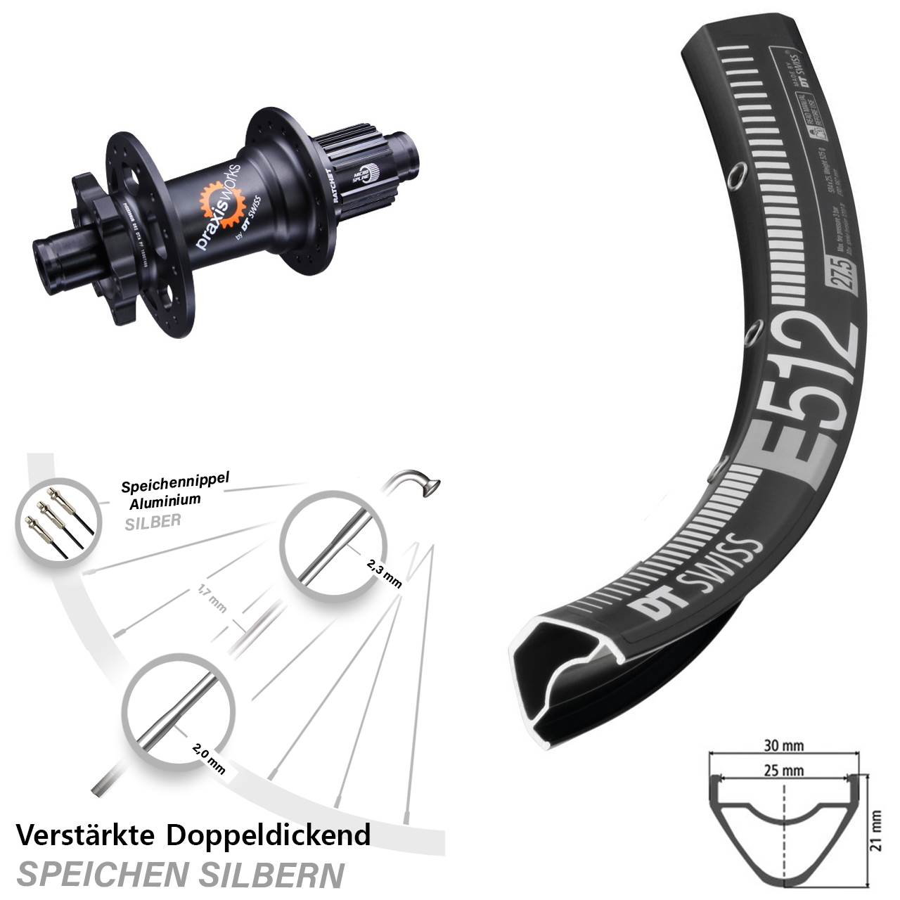 Disc Laufrad 29 Zoll DT Swiss E 512 350 Micro Spline 12x142