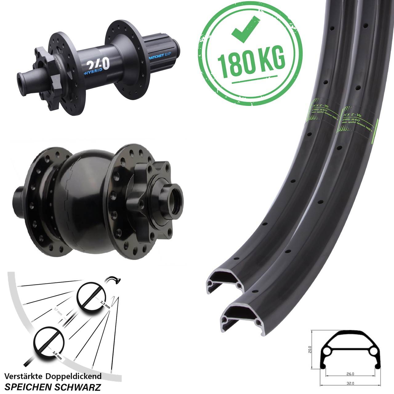 29 Zoll KX Evo SON 28 DT Swiss 240 Hybrid HG Disc Laufradsatz 15x110/148