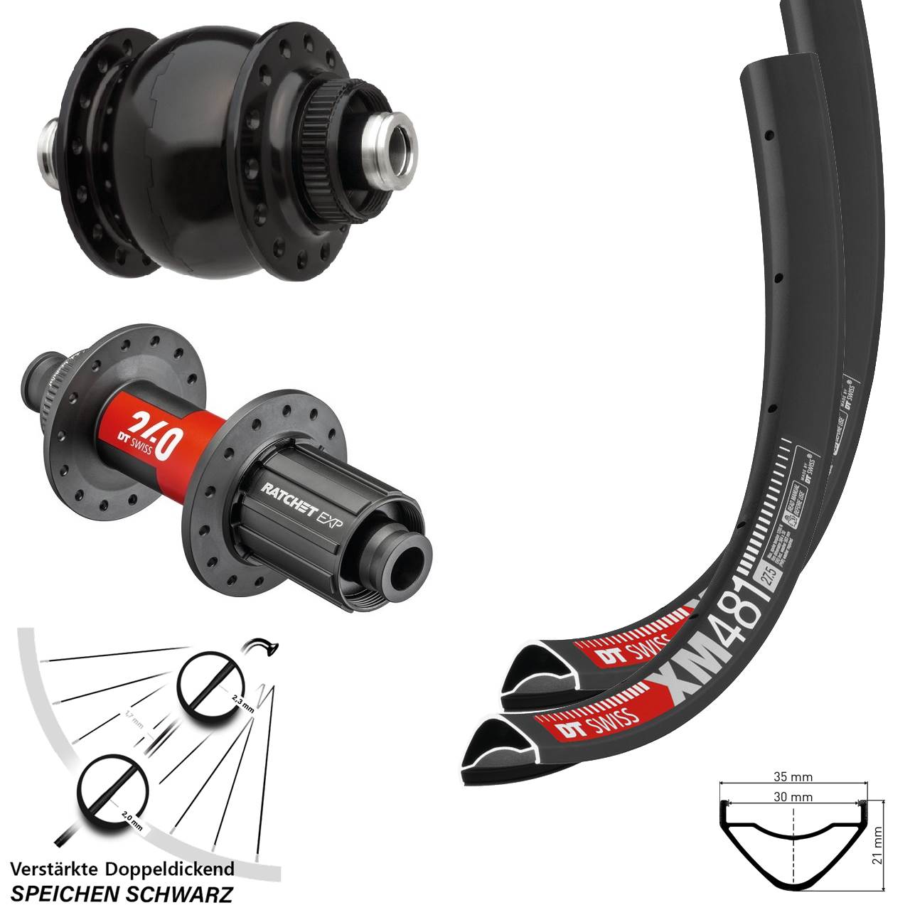 DT Swiss XM481-240 SON delux 27,5 Zoll Laufradsatz Centerlock 12x100/142 11-12 fach HG