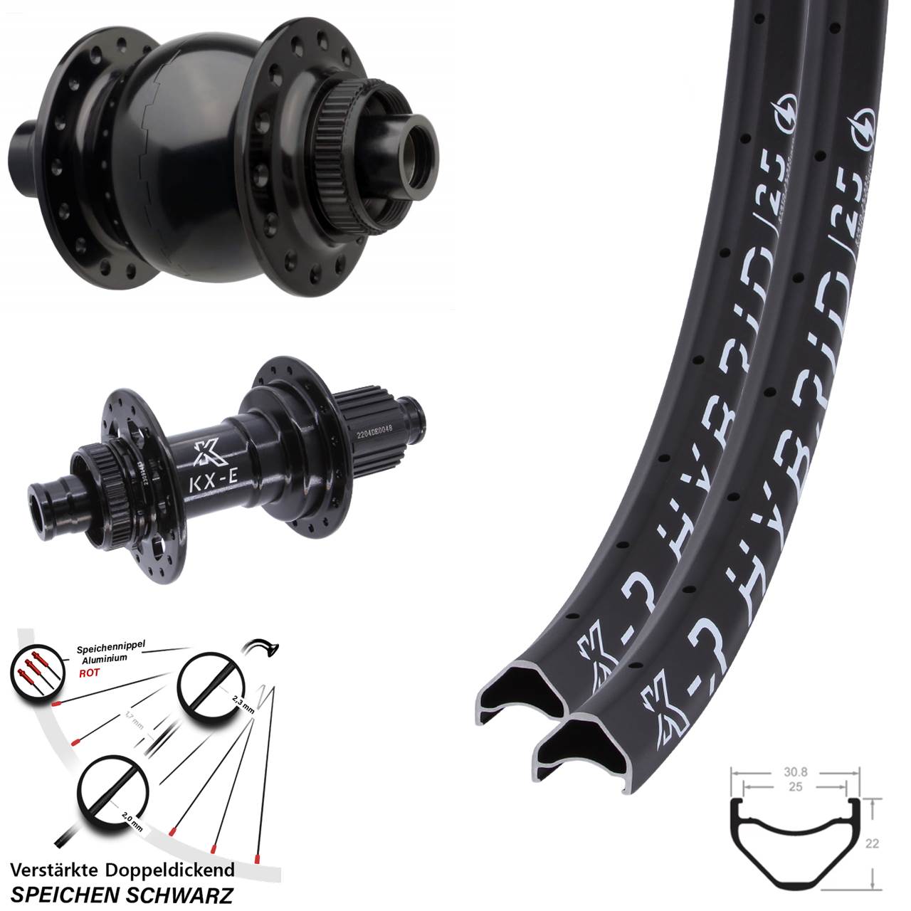 Laufradsatz 28-29 Zoll KXR-E 25 Heavy Duty SON 28 Micro Spline 15x110 12x148
