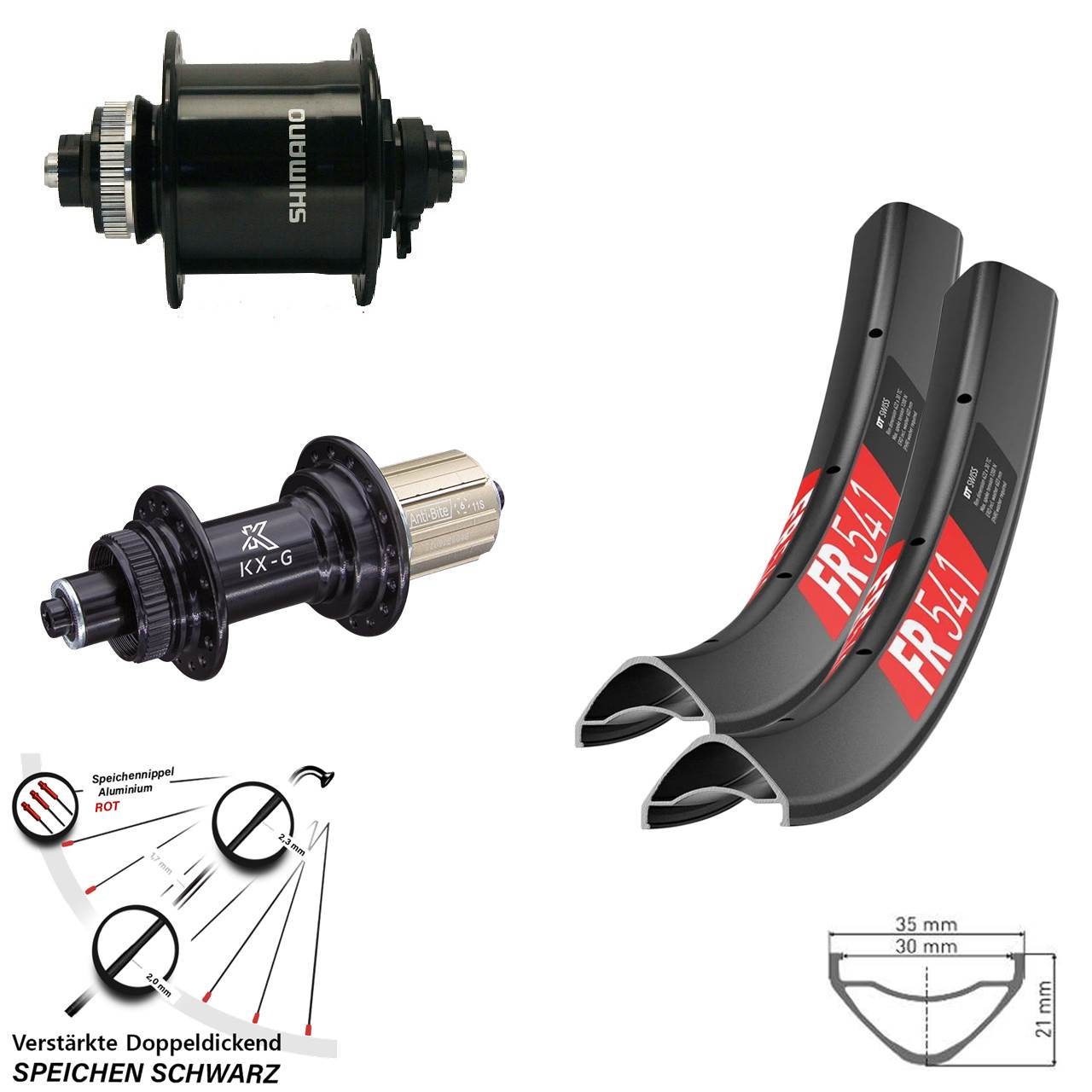 DT Swiss FR 541 KX-G Shimano DH-UR700-3D 29 Zoll Laufradsatz Centerlock QR 8-12 fach
