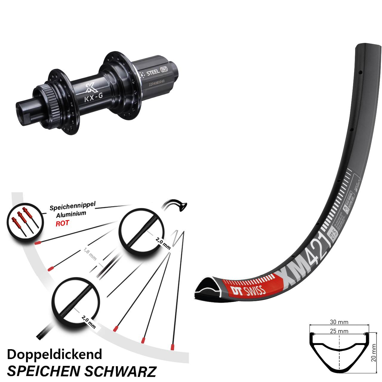DT Swiss XM 421 29 Zoll Hinterrad KX-GS 8-12 fach 12x142
