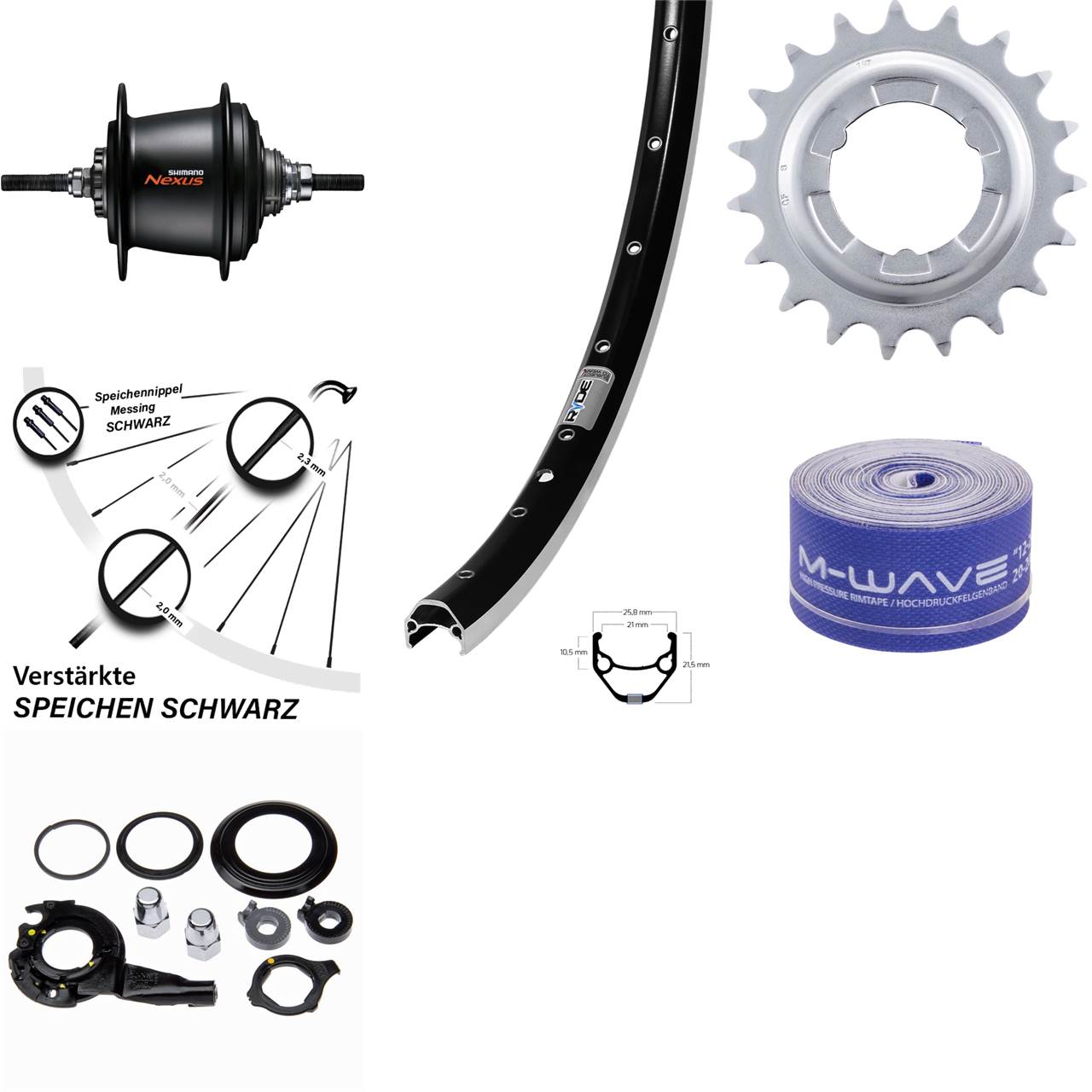 26 Zoll Hinterrad Shimano 7 Gang SG-C3001 Freilauf Ryde Zac 421