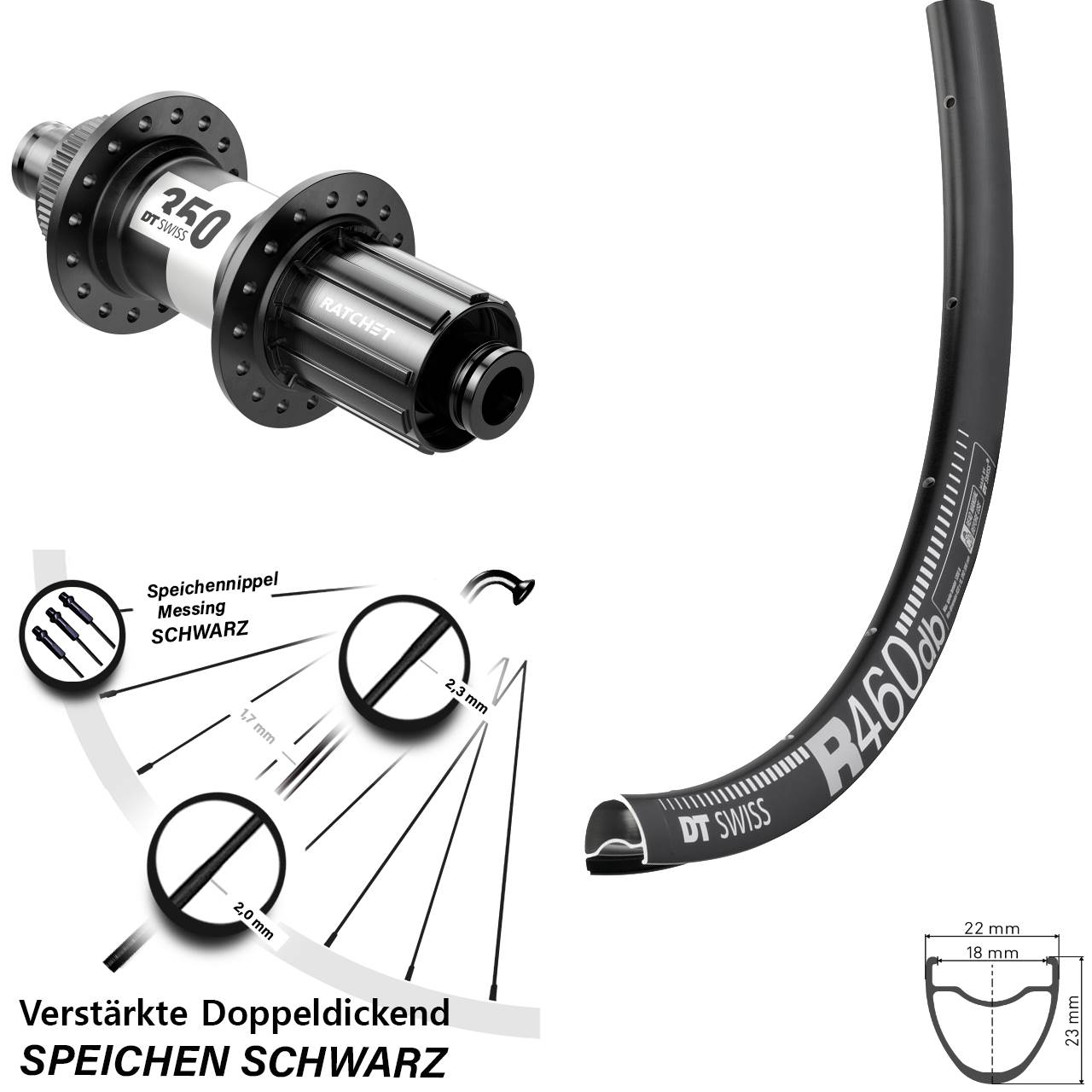 Disc Laufrad 28 Zoll DT Swiss R 460-350 11-12 fach HG 12x142