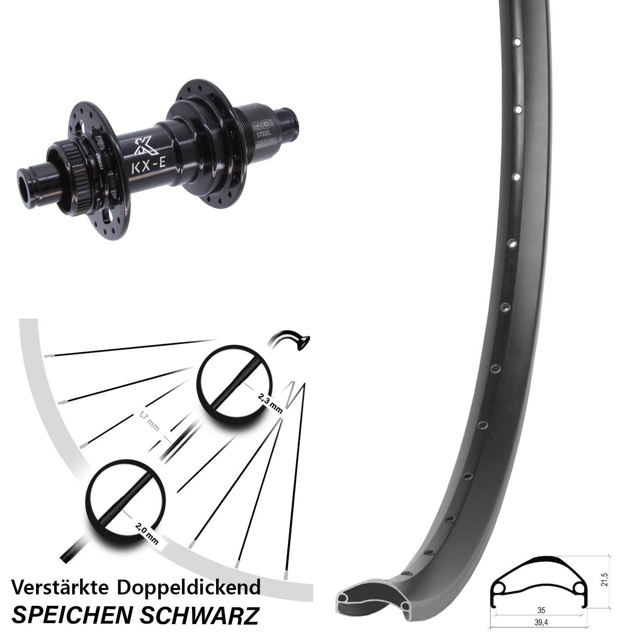 27,5 Zoll Ambrosio E35 KX-E Disc Laufrad 12x148 XD