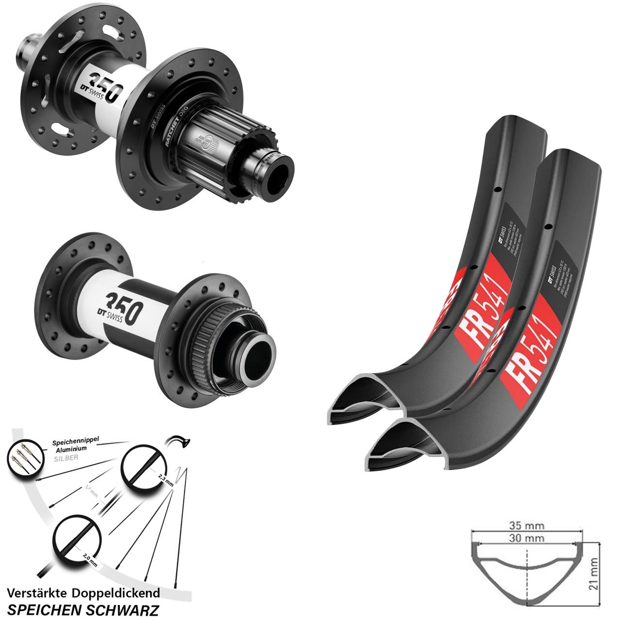 27,5 Zoll DT Swiss FR 541 Disc MTB Laufradsatz Boost schwarz