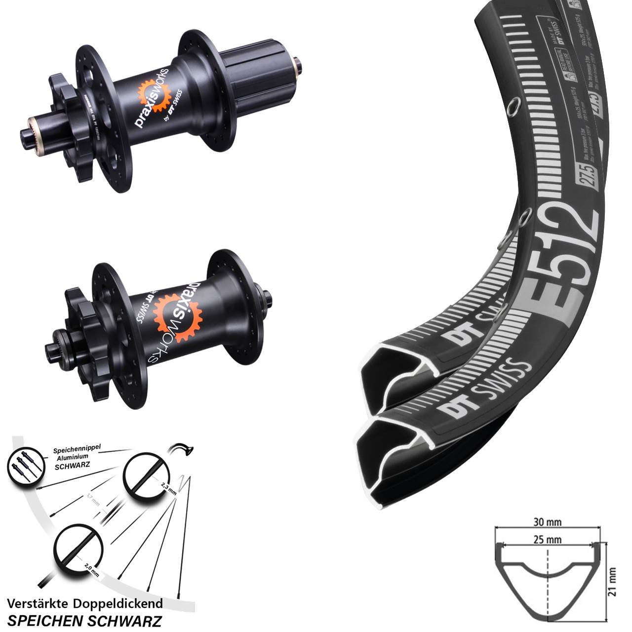 Disc Laufrad-Satz 29 Zoll DT Swiss E512 350 8-11 fach für Schnellspanner