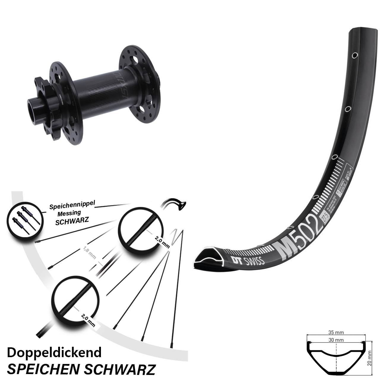 Disc Laufrad 29 Zoll DT Swiss M502 Bear Pawls 15x110 Boost